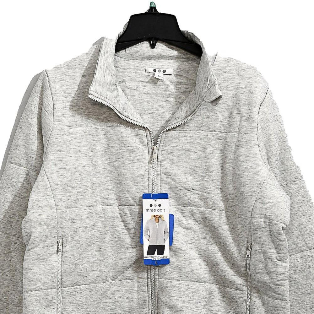 Three Dots Ladies' Quilted Jacket GRAY - Picture 7 of 9